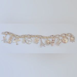 Tiffany & Co Medium Sterling Silver Yellow Enamel Clasping 12 Charm Bracelet